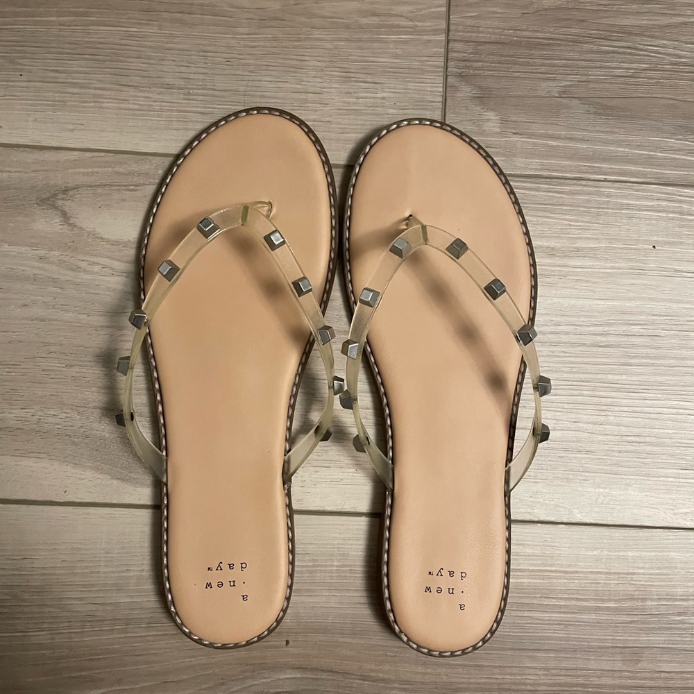 A New Day Clear Silver Stead Flip Flops